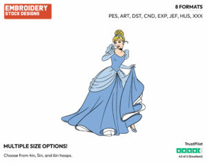 Cinderella - Disney's Cinderella - Embroidery Design in 3 sizes & 8 formats