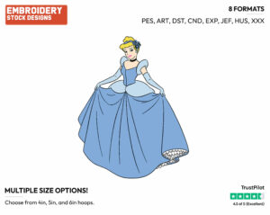 Cinderella - Disney's Cinderella - Embroidery Design in 3 sizes & 8 formats