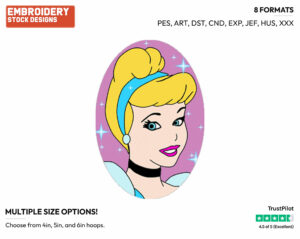 Cinderella - Disney's Cinderella - Embroidery Design in 3 sizes & 8 formats
