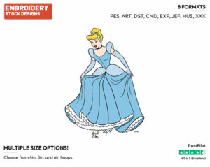 Cinderella - Disney's Cinderella - Embroidery Design in 3 sizes & 8 formats