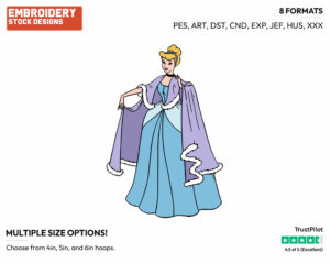 Cinderella Dressed For Winter - Disney's Cinderella - Embroidery Design in 3 sizes & 8 formats