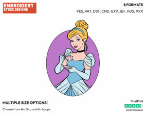 Cinderella Drinking Tea - Disney's Cinderella - Embroidery Design in 3 sizes & 8 formats