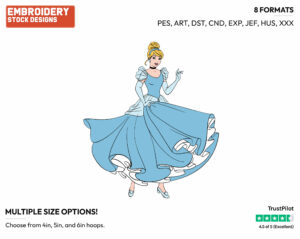Cinderella - Disney's Cinderella - Embroidery Design in 3 sizes & 8 formats