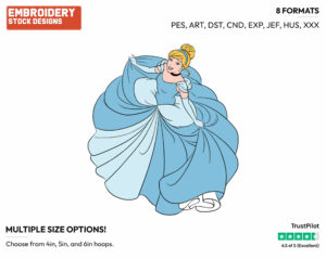 Cinderella From Above - Disney's Cinderella - Embroidery Design in 3 sizes & 8 formats