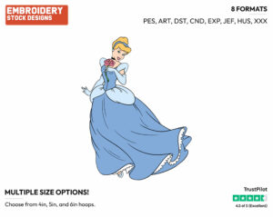 Cinderella Holding A Flower - Disney's Cinderella - Embroidery Design in 3 sizes & 8 formats