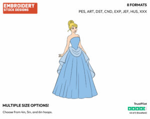 Cinderella - Disney's Cinderella - Embroidery Design in 3 sizes & 8 formats