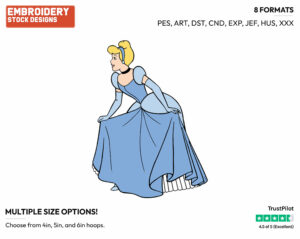Cinderella Bowing - Disney's Cinderella - Embroidery Design in 3 sizes & 8 formats