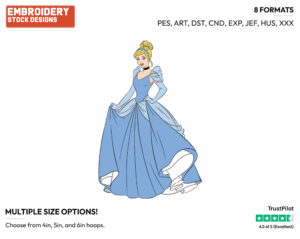 Cinderella With Hand On Hip - Disney's Cinderella - Embroidery Design in 3 sizes & 8 formats