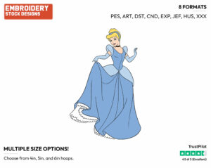 Cinderella - Disney's Cinderella - Embroidery Design in 3 sizes & 8 formats
