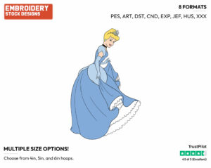 Cinderella - Disney's Cinderella - Embroidery Design in 3 sizes & 8 formats