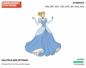 Cinderella In Wonder - Disney's Cinderella - Embroidery Design in 3 sizes & 8 formats