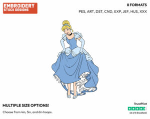 Cinderella Shoes - Disney's Cinderella - Embroidery Design in 3 sizes & 8 formats