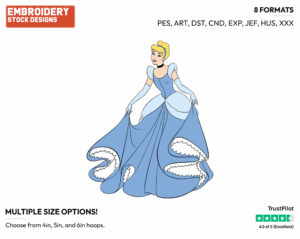 Cinderella - Disney's Cinderella - Embroidery Design in 3 sizes & 8 formats