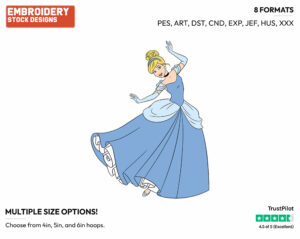 Cinderella Dancing - Disney's Cinderella - Embroidery Design in 3 sizes & 8 formats