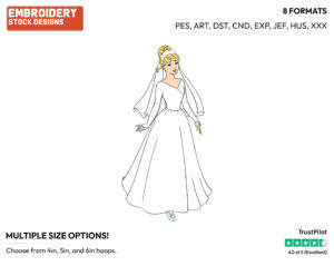Cinderella In Wedding Dress - Disney's Cinderella - Embroidery Design in 3 sizes & 8 formats