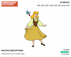 Cinderella - Disney's Cinderella - Embroidery Design in 3 sizes & 8 formats