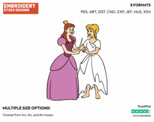 Cinderella, Anastasia - Disney's Cinderella - Embroidery Design in 3 sizes & 8 formats