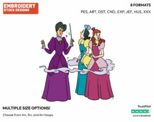 Anastasia, Drizella, Lady Tremaine - Disney's Cinderella - Embroidery Design in 3 sizes & 8 formats