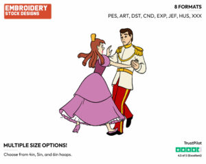 Anastasia, Prince Dancing - Disney's Cinderella - Embroidery Design in 3 sizes & 8 formats