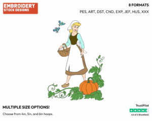 Cinderella, Birds In Pumpkin Patch - Disney's Cinderella - Embroidery Design in 3 sizes & 8 formats