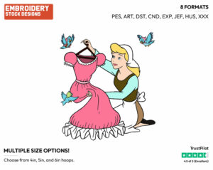 Cinderella Takes Out Pink Dress - Disney's Cinderella - Embroidery Design in 3 sizes & 8 formats