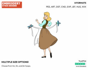 Birds Tie Cinderella's Apron - Disney's Cinderella - Embroidery Design in 3 sizes & 8 formats