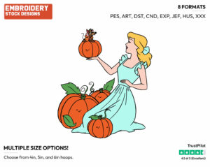 Cinderella, Jaq Among Pumpkins - Disney's Cinderella - Embroidery Design in 3 sizes & 8 formats