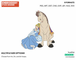 Cinderella, Major The Horse - Disney's Cinderella - Embroidery Design in 3 sizes & 8 formats