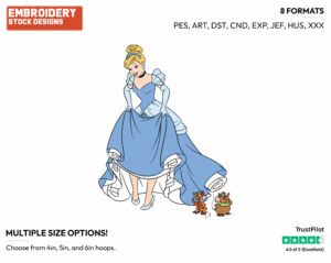 Cinderella, Gus, Jaq - Disney's Cinderella - Embroidery Design in 3 sizes & 8 formats