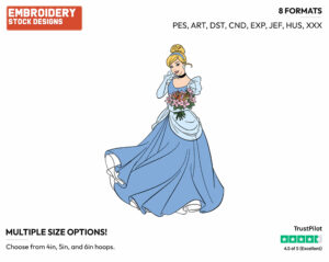 Cinderella, Gus, Jaq, Flowers - Disney's Cinderella - Embroidery Design in 3 sizes & 8 formats