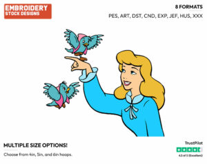 Cinderella Greeting Birds - Disney's Cinderella - Embroidery Design in 3 sizes & 8 formats