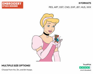 Cinderella, Jaq - Disney's Cinderella - Embroidery Design in 3 sizes & 8 formats