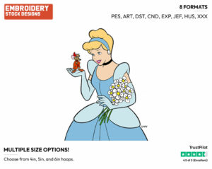 Cinderella, Jaq - Disney's Cinderella - Embroidery Design in 3 sizes & 8 formats