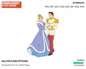 Cinderella, Prince In Winter - Disney's Cinderella - Embroidery Design in 3 sizes & 8 formats