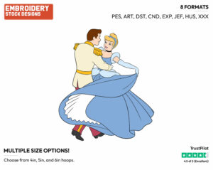 Cinderella, Prince Dancing - Disney's Cinderella - Embroidery Design in 3 sizes & 8 formats