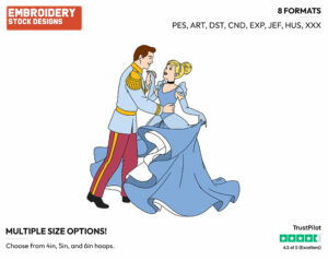 Cinderella, Prince Dancing - Disney's Cinderella - Embroidery Design in 3 sizes & 8 formats
