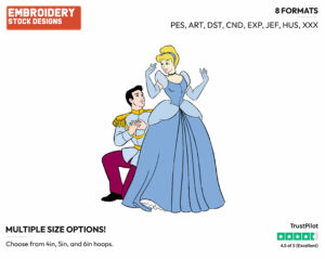 Prince Surprising Cinderella - Disney's Cinderella - Embroidery Design in 3 sizes & 8 formats