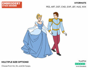 Cinderella, Prince Walking - Disney's Cinderella - Embroidery Design in 3 sizes & 8 formats