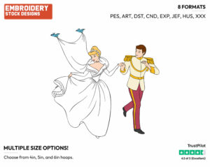 Cinderella, Prince Wedding Day - Disney's Cinderella - Embroidery Design in 3 sizes & 8 formats