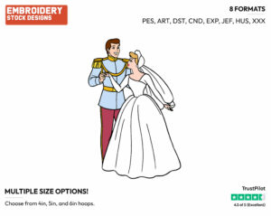 Cinderella, Prince Wedding Day - Disney's Cinderella - Embroidery Design in 3 sizes & 8 formats