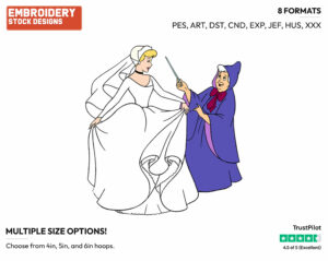 Cinderella, Fairy Godmother - Disney's Cinderella - Embroidery Design in 3 sizes & 8 formats