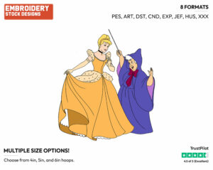 Cinderella, Fairy Godmother - Disney's Cinderella - Embroidery Design in 3 sizes & 8 formats