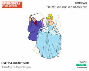 Cinderella, Fairy Godmother - Disney's Cinderella - Embroidery Design in 3 sizes & 8 formats