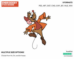 Jaq Jumping For Joy - Disney's Cinderella - Embroidery Design in 3 sizes & 8 formats