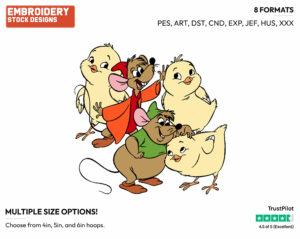 Gus, Jaq, Chicks - Disney's Cinderella - Embroidery Design in 3 sizes & 8 formats