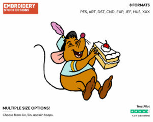 Gus Eating Cake - Disney's Cinderella - Embroidery Design in 3 sizes & 8 formats