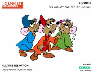 Jaq, Other Mice - Disney's Cinderella - Embroidery Design in 3 sizes & 8 formats