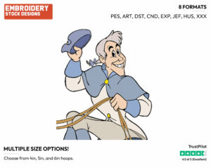 Major As The Carriage Driver - Disney's Cinderella - Embroidery Design in 3 sizes & 8 formats