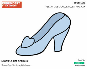 Glass Slipper - Disney's Cinderella - Embroidery Design in 3 sizes & 8 formats