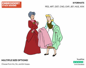 Lady Tremaine, Cinderella - Disney's Cinderella - Embroidery Design in 3 sizes & 8 formats